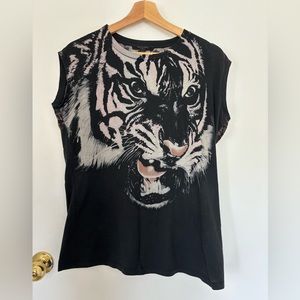 All Saints Graphic Tiger Tunic in Black Size XS